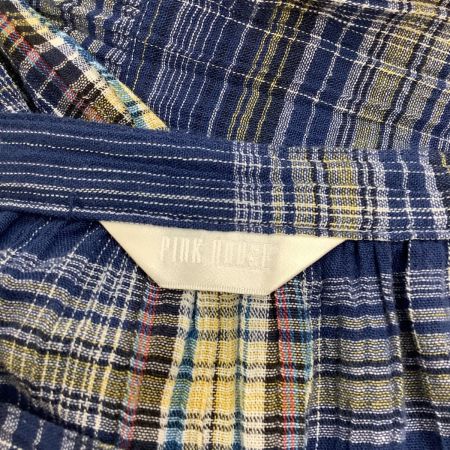  PINK HOUSE ピンクハウス レディース ピコフリル ペチコート付き ロングスカート 脇リボン タータンチェック ブルー