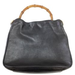 ♪♪ GUCCI グッチ レディース ハンドバッグ バンブー レザー 001-1638 200047 ブラック Bランク