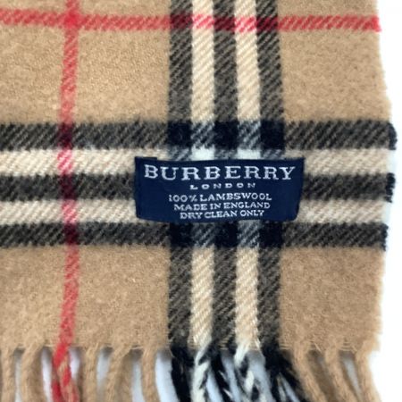 中古】 BURBERRY バーバリー マフラー ウール100％ チェック ベージュ