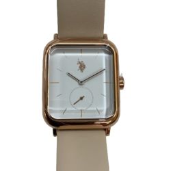 ♪♪ US POLO ASSN. ユーエスポロアッスン 腕時計 クォーツ式 レザー ピンクゴールド Aランク