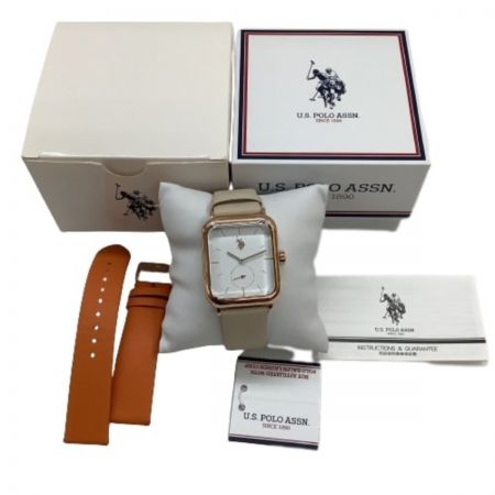  US POLO ASSN. ユーエスポロアッスン 腕時計 クォーツ式 レザー ピンクゴールド