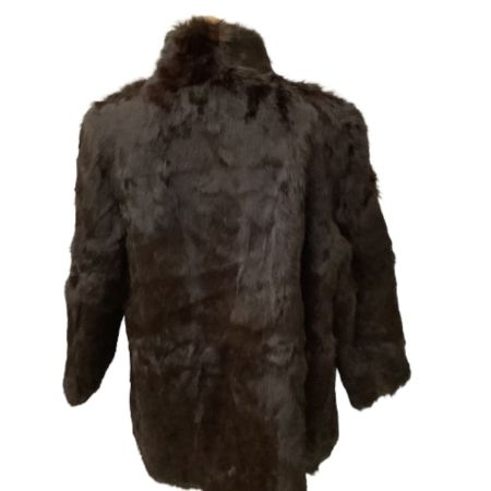 レディース 毛皮 ラビット ハーフコート SIZE L ブラウン こげ茶