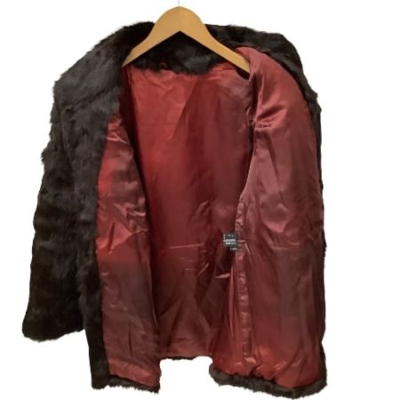 レディース 毛皮 ラビット ハーフコート SIZE L ブラウン こげ茶