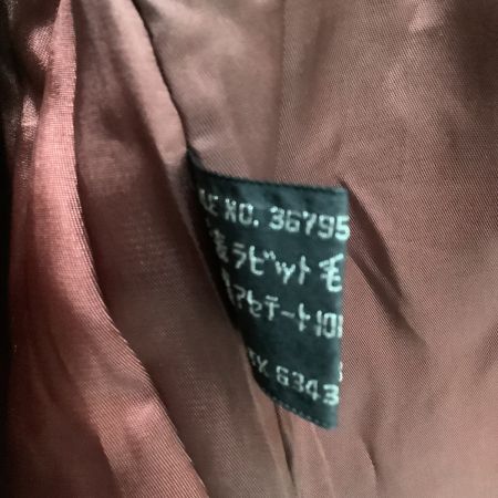 レディース 毛皮 ラビット ハーフコート SIZE L ブラウン こげ茶