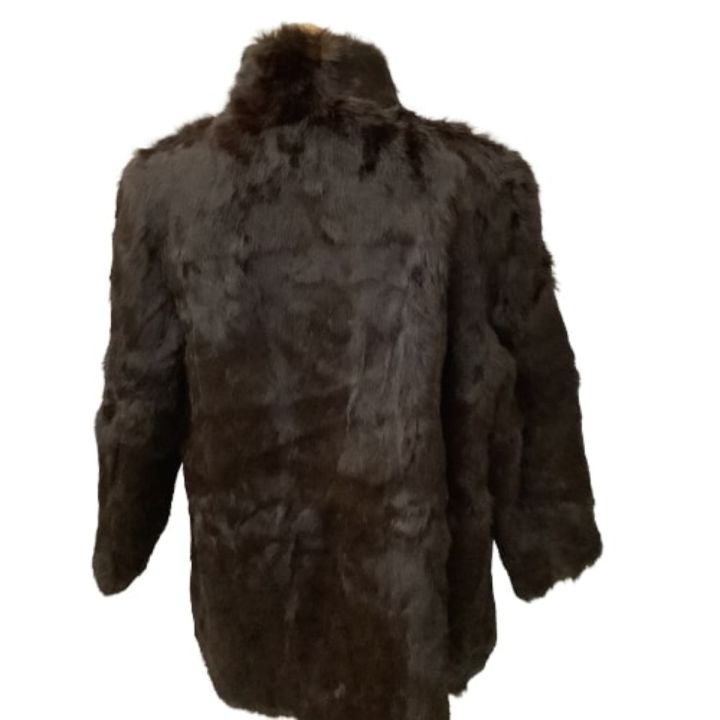 レディース 毛皮 ラビット ハーフコート SIZE L ブラウン こげ茶｜中古  