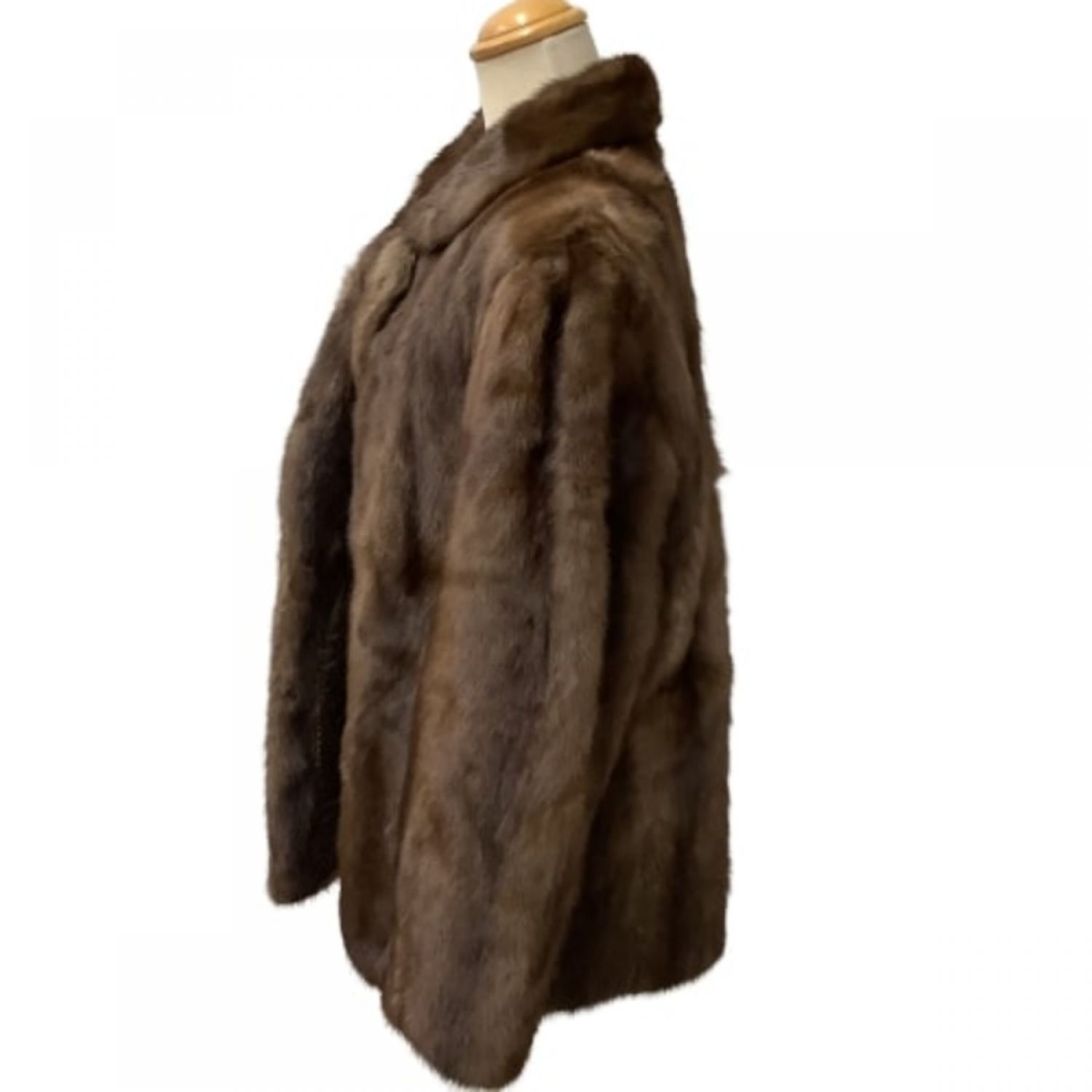 高級毛皮 ミンクコート 茶色 ハーフ丈 11号 ジャケット 最高品質　レディース