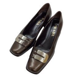 ♪♪ PRADA プラダ レディース パンプス SIZE 38（24cm） ブラウン Bランク