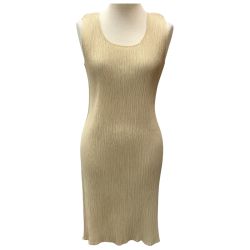 ♪♪ ISSEY MIYAKE イッセイミヤケ PLATS PLEASE レディース ノースリーブワンピース SIZE S ベージュ Bランク