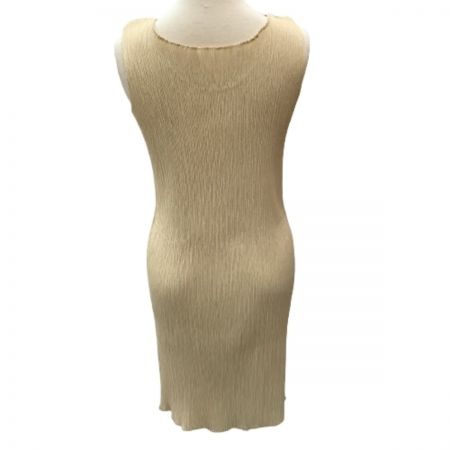  ISSEY MIYAKE イッセイミヤケ PLATS PLEASE レディース ノースリーブワンピース SIZE S ベージュ