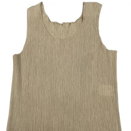  ISSEY MIYAKE イッセイミヤケ PLATS PLEASE レディース ノースリーブワンピース SIZE S ベージュ