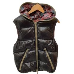 ♪♪ DUVETICA デュベティカ メンズ ダウンベスト リバーシブル チェック SIZE 44 ブラック Bランク