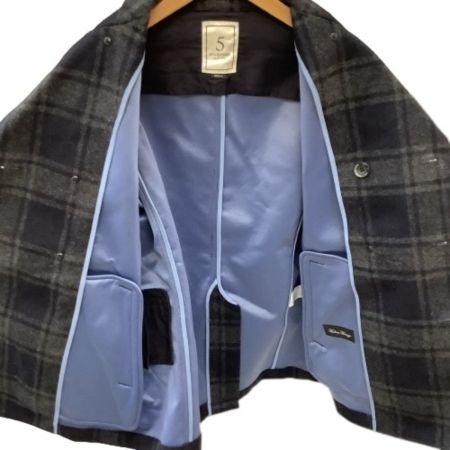  FIVE BROTHER ファイブブラザー メンズ Pコート チェック SIZE M ネイビー