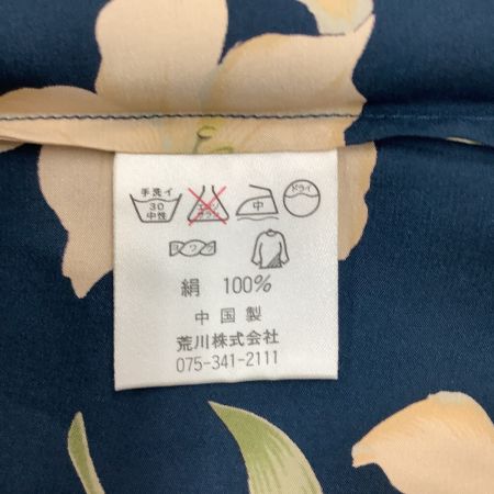  Yves Saint Laurent イブサンローラン レディース ワンピース SIZE M シルク100％ 花柄 ルームウェア ネイビー