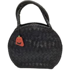IBIZA イビサ レディース ハンドバッグ 編み込みレザー ハロウィンチャーム付き ブラック Bランク