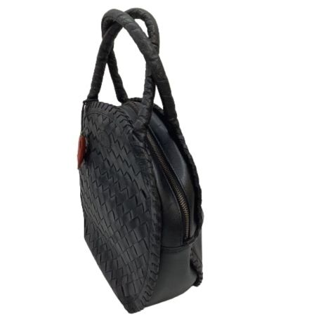 IBIZA イビサ レディース ハンドバッグ 編み込みレザー ハロウィンチャーム付き ブラック