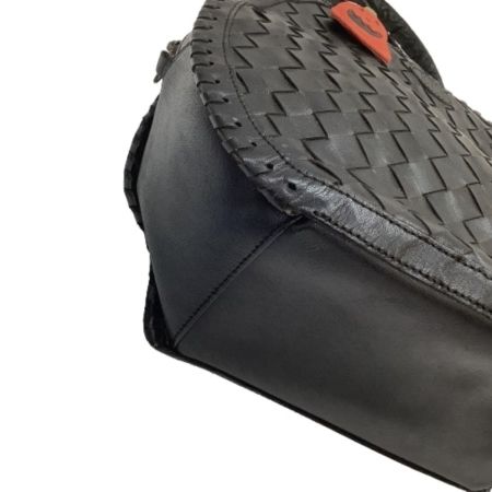 IBIZA イビサ レディース ハンドバッグ 編み込みレザー ハロウィンチャーム付き ブラック