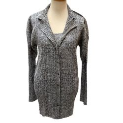 ISSEY MIYAKE イッセイミヤケ PLEATS PLEASE アンサンブル カットソー カーディガン セット SIZE4 PP81-JK431 PP81-JK428 グレー Bランク
