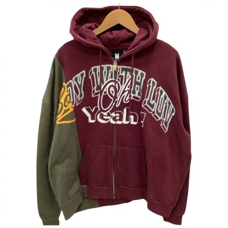  BTS メンズ 韓国  パーカー SIZE M カーキ×エンジ