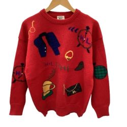 HENRI-LUC CHAPUIS アンリ・リュ・シャピュイ Vintage ニット セーター SIZE 9号 レッド Bランク