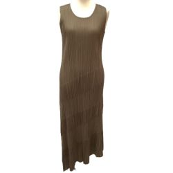 ♪♪ ISSEY MIYAKE イッセイミヤケ  PLEATS PLEASE ノースリーブワンピース 変形 SIZE 4 PP51-JH866 ベージュ Bランク