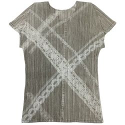 ISSEY MIYAKE イッセイミヤケ  PLEATS PLEASE カットソー デニム転写 PP61-Jk601 ベージュ Bランク