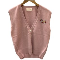 PINK HOUSE ピンクハウス Vintage レディース ニット ベスト 前開き 前ボタン レトロ ピンク Bランク