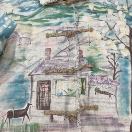  ISSEY MIYAKE イッセイミヤケ 希少 レア レディース セットアップ ジャケット パンツ SIZE M 風景柄 花柄 ベージュ