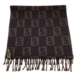 ♪♪ FENDI フェンディ レディース マフラー ズッカ柄 ブラック Bランク