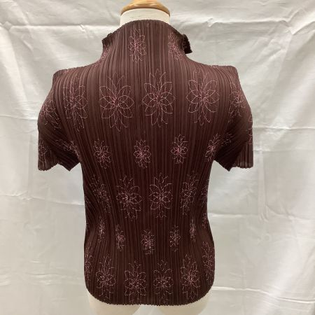  ISSEY MIYAKE イッセイミヤケ PLEATS PLEAS レディース アンサンブル SIZE 3 花柄 ブラウン