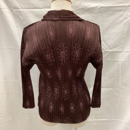  ISSEY MIYAKE イッセイミヤケ PLEATS PLEAS レディース アンサンブル SIZE 3 花柄 ブラウン