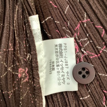  ISSEY MIYAKE イッセイミヤケ PLEATS PLEAS レディース アンサンブル SIZE 3 花柄 ブラウン