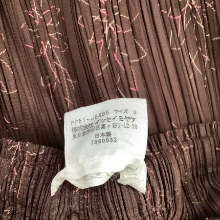  ISSEY MIYAKE イッセイミヤケ PLEATS PLEAS レディース スカート SIZE 3 花柄 ブラウン