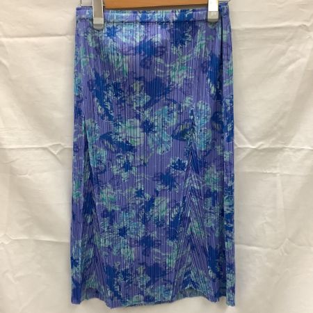  ISSEY MIYAKE イッセイミヤケ  PLEATS PLEAS レディース スカート 花柄 総柄 SIZE 3 ブルー