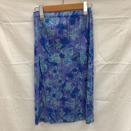  ISSEY MIYAKE イッセイミヤケ  PLEATS PLEAS レディース スカート 花柄 総柄 SIZE 3 ブルー