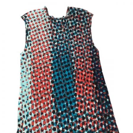  ISSEY MIYAKE イッセイミヤケ PLEATS PLEAS希少 レア ワンピース スカート ドット PP53-JH594 ブルー