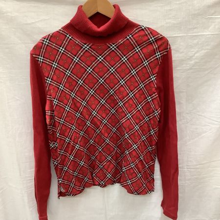  BURBERRY GOLF バーバリーゴルフ レディース タートルネック カットソー SIZE L レッド