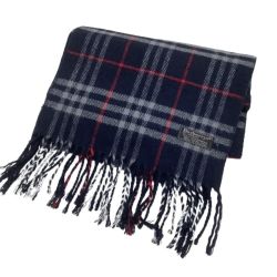 ♪♪ Burberrys バーバリーズ マフラー ウール100％ チェック ネイビー Bランク