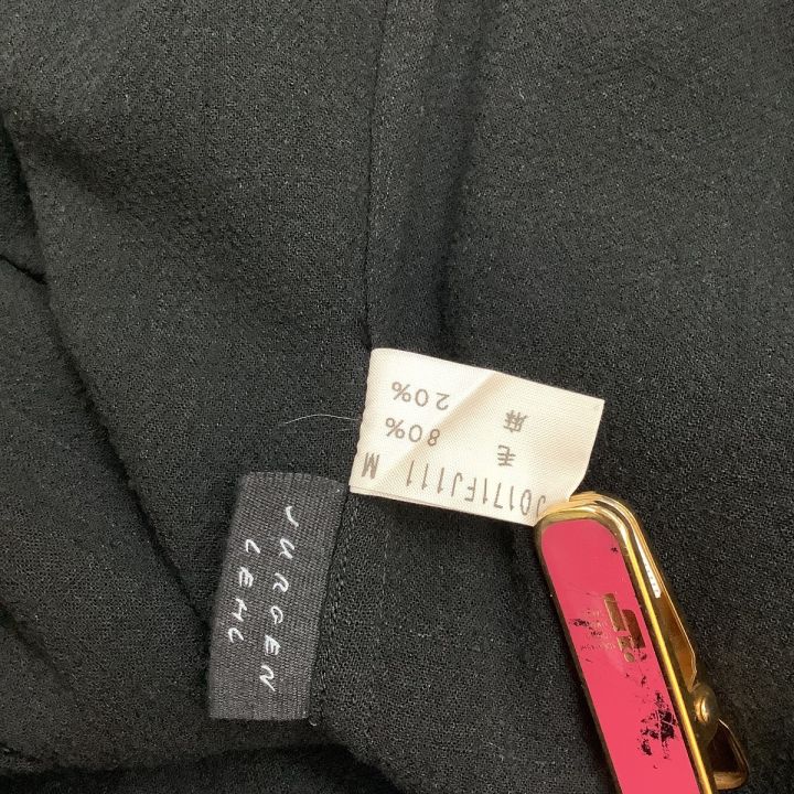 【JURGEN LEHL】ヨーガンレール ジップアップジャケット M ブラック ヨーガンレール JURGEN LEHL ノーカラージャケット ミドル丈 L 黒