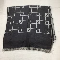 ♪♪ FENDI フェンディ マフラー ストール レディース メンズ グレー Bランク