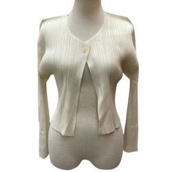 ♪♪ ISSEY MIYAKE イッセイミヤケ PLATS PLEASE カーディガン SIZE 3 PP01-JO226 アイボリー Bランク