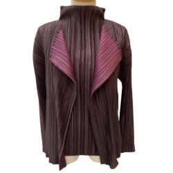 ♪♪ ISSEY MIYAKE イッセイミヤケ PLATS PLEASE アンサンブル カットソー カーディガン PP63-JK811 PP63-J0813 ブラウン×中ワイン Bランク