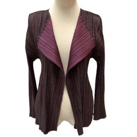  ISSEY MIYAKE イッセイミヤケ PLATS PLEASE アンサンブル カットソー カーディガン PP63-JK811 PP63-J0813 ブラウン×中ワイン