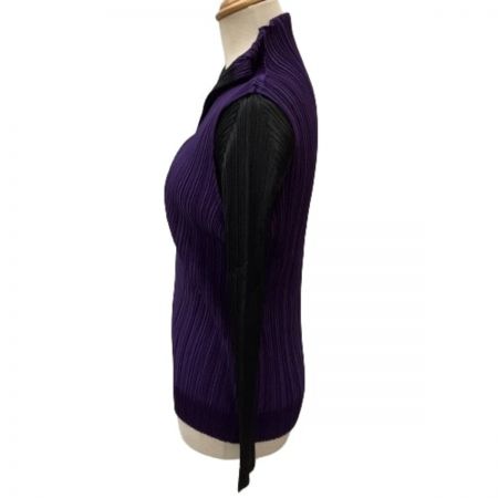  ISSEY MIYAKE イッセイミヤケ PLATS PLEASE バイカラー 変形 カットソー  SIZE 3 パープル×ブラック