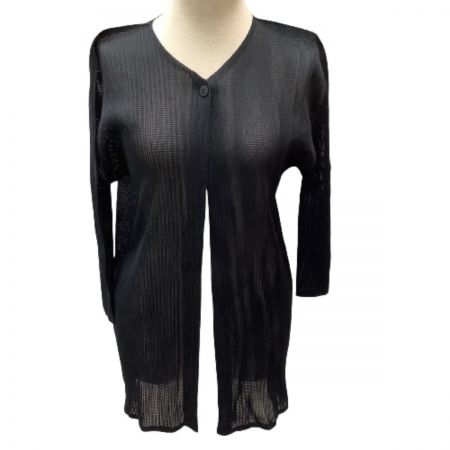  ISSEY MIYAKE イッセイミヤケ PLATS PLEASE メッシュ カーディガン ブラック