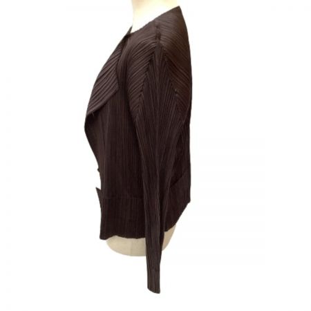  ISSEY MIYAKE イッセイミヤケ PLATS PLEASE カーディガン 切り返しデザイン PP41-JO143 ブラウン
