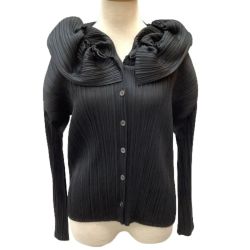 ♪♪ ISSEY MIYAKE イッセイミヤケ PLEATS PLEASE 変形 シャツ 遊び襟 SIZE 3 PP41-JJ822 ブラック Bランク