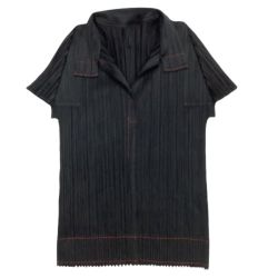 ♪♪ ISSEY MIYAKE イッセイミヤケ PLATS PLEASE カットソー シャツ 赤ライン PP83-JK121 ブラック Bランク