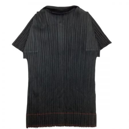  ISSEY MIYAKE イッセイミヤケ PLATS PLEASE カットソー シャツ 赤ライン PP83-JK121 ブラック