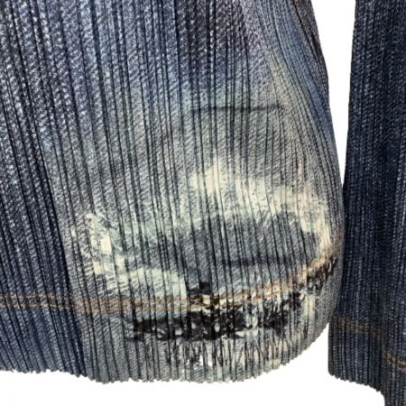  ISSEY MIYAKE イッセイミヤケ PLATS PLEASE デニム転写 シャツ ジャケット PP71-JD536 ブルー
