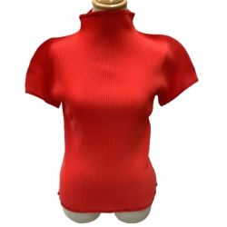 ♪♪ ISSEY MIYAKE イッセイミヤケ PLATS PLEASE レディース カットソー SIZE 3 PP21-FK303 レッド Bランク